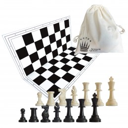 Plastové šachové figurky v setu s šachovnicí